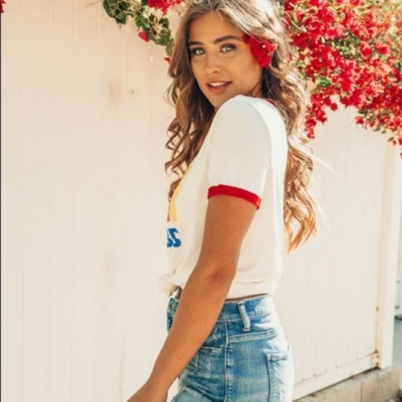 Good Vibes White Rainbow Graphic T-Shirt - Picture 7 of 7